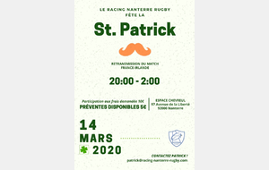 ANNULATION Racing Nanterre fête la St Patrick